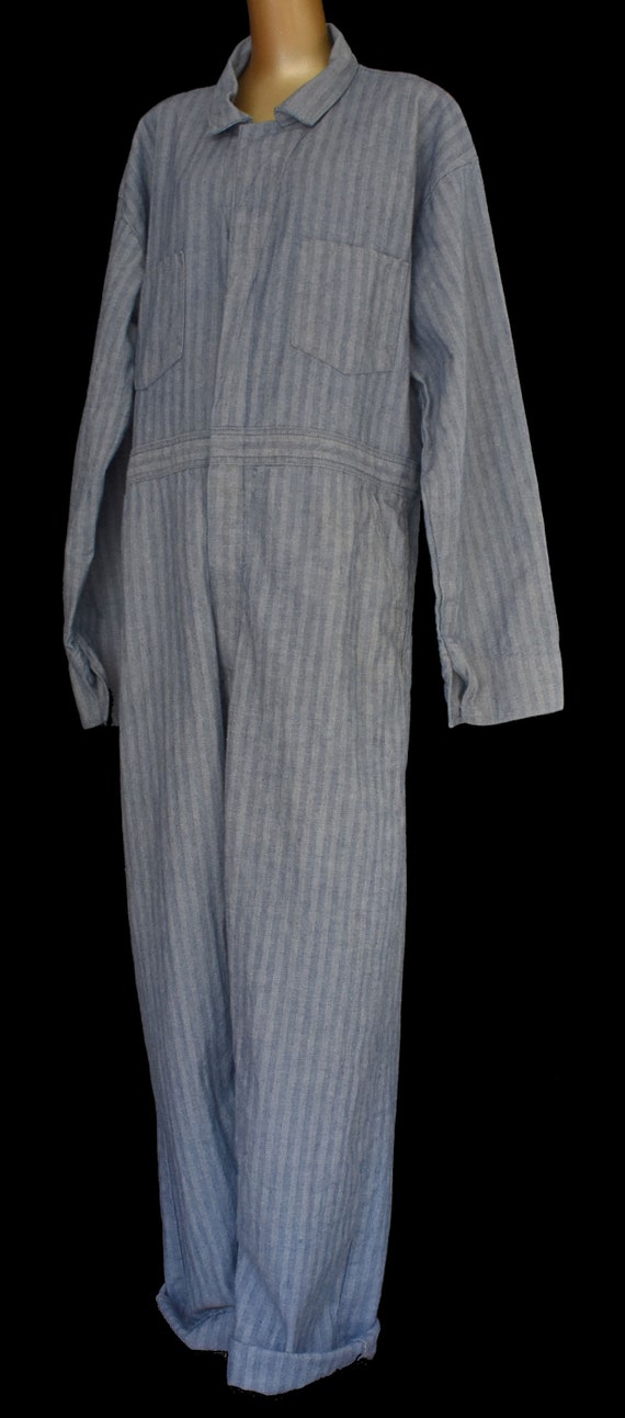 Vintage 60s Blue Striped Coveralls, 1960s Mechani… - image 4