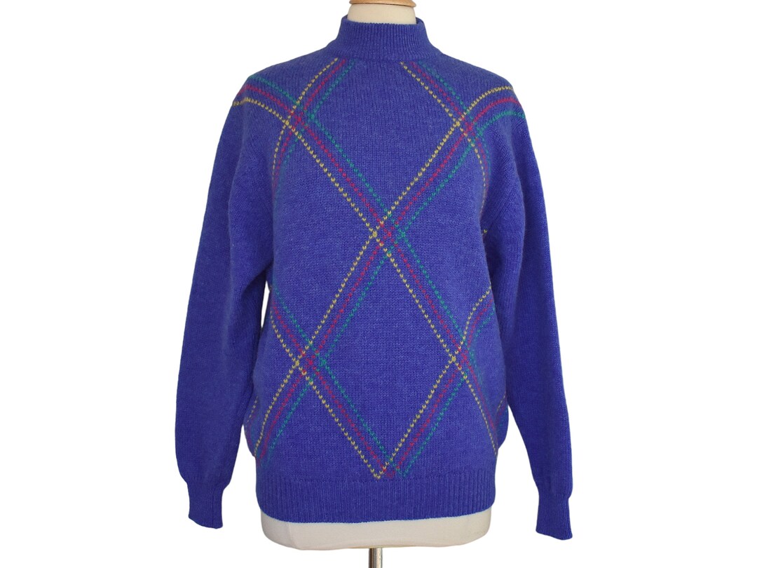 80s Argyle Print Sweater Diamond Pattern Statement Jumper - Etsy