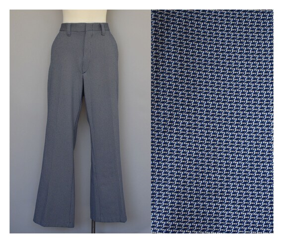 70s Checkered Geometric Print Pants - Small to Medium