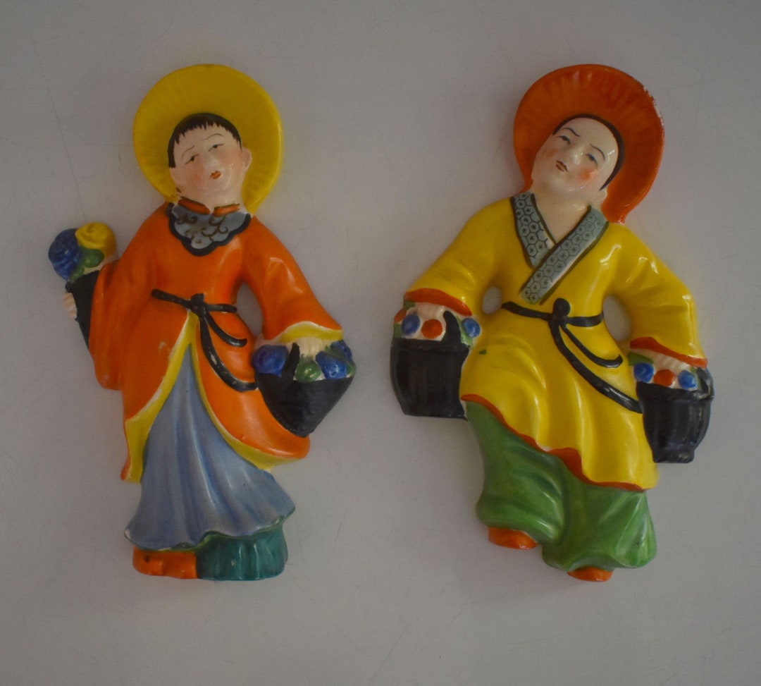 Vintage 40s Occupied Japan MCM Asian Ceramic Figurines Pair Etsy