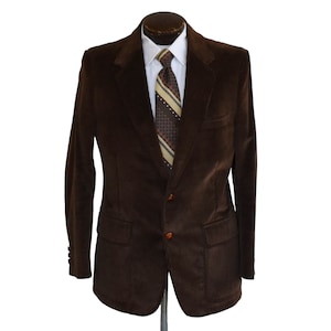 Vintage 70,s Mens Quality Brown Corduroy Blazer/ Wide Lapel
