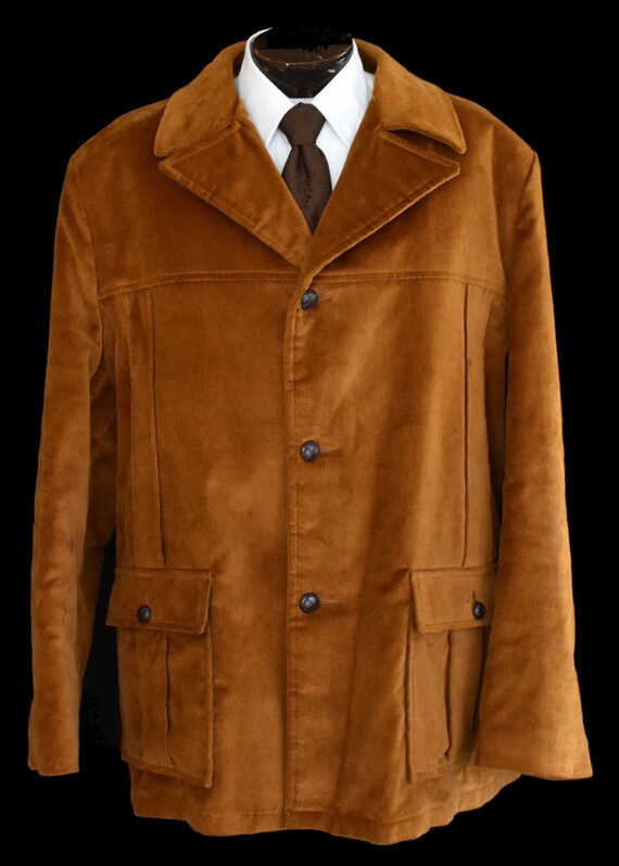Campus Mens Barn Coat, Vintage 70s Button Front Ch