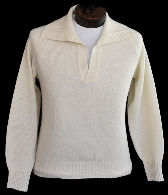 Vintage Johnny Collar Sweater 60s Men Pullover Shirt 1960s Etsy
