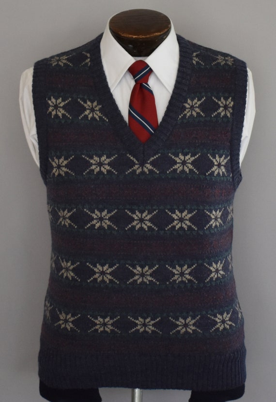 80s Fair Isle Sweater Vest, Geometric Print Pullover … - Gem