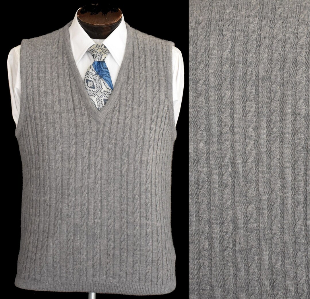 1970s Men's Mod Ribbed Knit Belted Sweater Vest in Cream main image 0