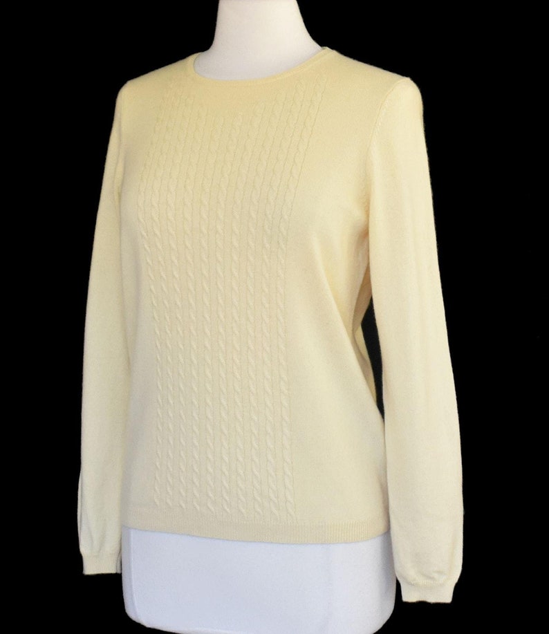 90年代ヴィンテージ ペンドルトン カシミアセーター、ライトトープ ケーブルニット プルオーバーセーター、サイズM ミディアム 画像 4