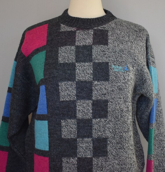 Vintage 90s Geometric Print Sweater, 1990s Abstra… - image 3