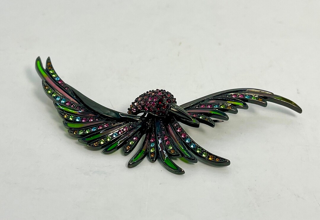 JOAN RIVERS Jewelry Pin Rinestone Signed HUMMINGBIRD Bird Brooch ...
