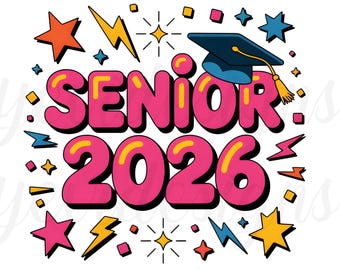 Diseño de camiseta de graduación para la promoción de 2026 (PNG), imágenes prediseñadas de graduación en negrita, diseño para sublimación, descarga instantánea.