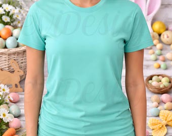 Paquete de maquetas de Comfort Colors para Pascua, maqueta de camiseta Gildan 5000, maquetas de camisetas de primavera para impresión bajo demanda, paquete de camisetas en blanco de alta resolución