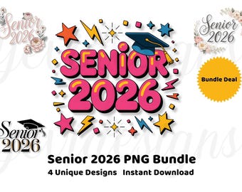 Paquete PNG para graduados de 2026, diseños de camisetas de graduación, PNG de la clase de 2026, diseños de sublimación, PNG de camisetas de graduación, conjunto de imágenes prediseñadas de graduación