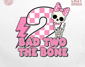 PNG de Bad Two the Bone, Calavera de segundo cumpleaños de niña (Descarga digital)
