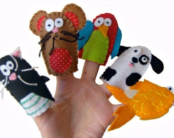 Pet Animal Finger Puppets, Stocking Filler, Party Favours, Felt Puppets, Kids Toys Baby Toys