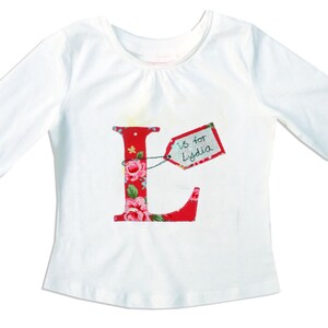 Personalised Girls T-shirt, Letter T-shirt, Girls Clothing, Personalised Gift, Gift for Girls image 3
