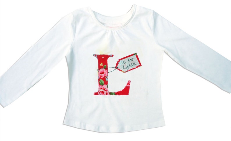 Personalised Girls T-shirt, Letter T-shirt, Girls Clothing, Personalised Gift, Gift for Girls image 3
