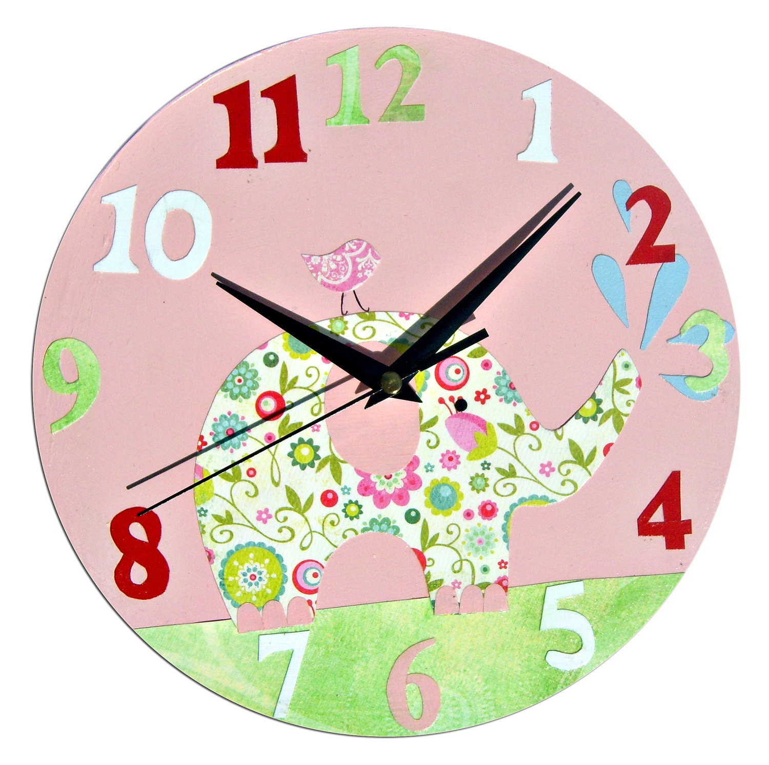 Kids Elephant Clock Pink or Blue Baby Girl Nursery Elephant Etsy UK
