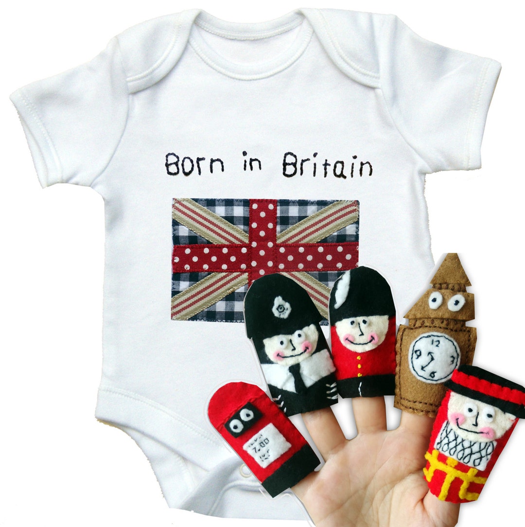 Britain Bodysuit and Finger Puppets Gift Set, Gift for Babies, British