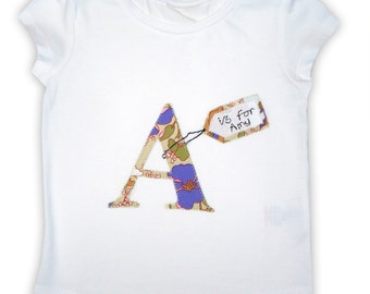 Personalised Girls T-shirt, Letter T-shirt, Girls Clothing, Personalised Gift, Gift for Girls