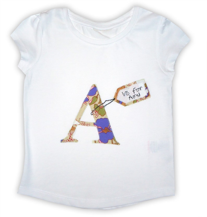 Personalised Girls T-shirt, Letter T-shirt, Girls Clothing, Personalised Gift, Gift for Girls image 1
