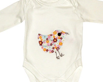 Baby Bird Bodysuit, Baby Shirt, Girls Bodysuit, Baby Girl Clothing, Gift for Baby