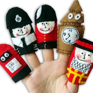 London Finger Puppets, British Gift, Story Telling, Traditional Toys, Baby Toys, Toddler Toys, Felt Finger Puppets