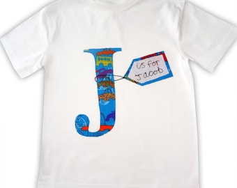 Boys Personalised T-Shirt, Personalized Boys Tee Shirt, Letter Tshirt, Boys Clothing, Gift for Boys