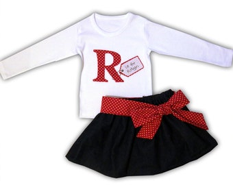 Mädchens personalisierter Rock und T-Shirt Outfit, Mädchenkleidung, Alphabet Shirt, Kleinkindkleidung, personalisiertes Geschenk, Geschenk für Mädchen