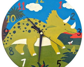 Dinosaur Clock, Kids Clock, Boys Bedroom Decor, Wall Decor, Dinosaur Decor, Gift for Boys