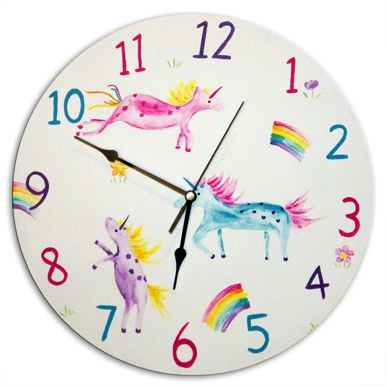 SALE Girls Nursery Decor Unicorn Gift Girls Room Decor Unicorn and Rainbow Clock
