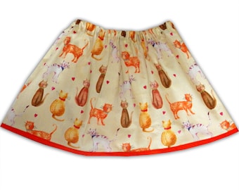 Girl's Cat Skirt, Girls Clothing, Gift for Cat Lover, Toddler Clothing, Cat Gift, Gift for Girls