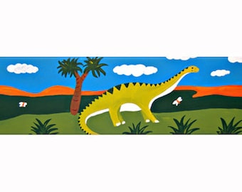 Diplodocus Dinosaur Art, Painting on Canvas, Dinosaur Painting, Dinosaur Decor, Boys Decor, Original Art