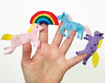 Unicorn Finger Puppets, Girls Stocking Filler, Unicorn Gift, Unicorn Party Favours, Unicorn Lover, Gift for Girls