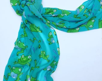 Large Frog Chiffon Scarf, Woman's Scarf, Spring Summer, Autumn Scarf, Gifts for her,  Mother's Day Gift