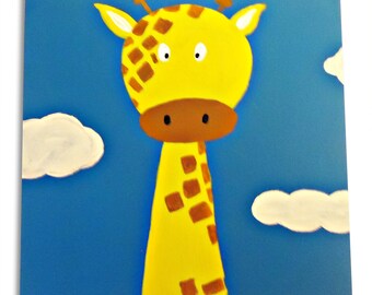 Giraffe Art, Nursery Art, Painting  on Canvas, Jungle Art, Nursery Decor, Original Art, Giraffe Gift