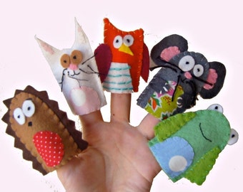 Wildlife Finger Puppets, Traditional Kids Toys, Stocking Filler, Party Favour, Baby Toys, Gift for Boys, Gift for Girls