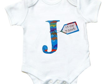 Personalised Alphabet Bodysuit, letter Baby Shirt, Baby Boy Gift, Baby Boy Clothes, Gift for Baby