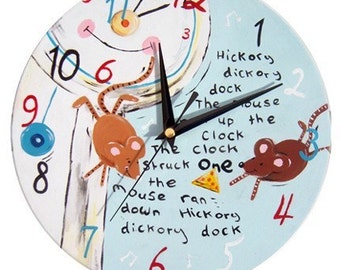 Hickory Dickory Dock Clock, Kids Clock, Nursery Decor, Gift for Baby, Wall Clock, Baby Boy gift