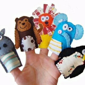 Zoo Animal Finger Puppets, Felt Finger Puppets, Traditional Toys, Gifts for Toddlers, Stocking Filler