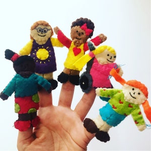 Girl Finger Puppets, Teaching Acessory, Traditional Toys, Stocking Filler, Felt Puppets