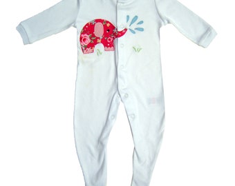 Elephant Baby Sleepsuit, Baby Clothing, Unisex Baby Gift, Gift for Baby