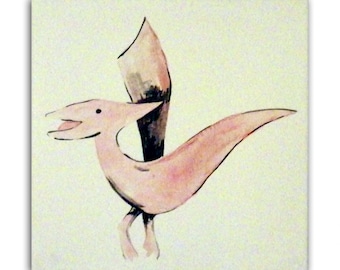 Dinosaur Art - Pterodactyl, Painting on Canvas, Boys Nursery Decor, Dinosaur Decor, Boys Art