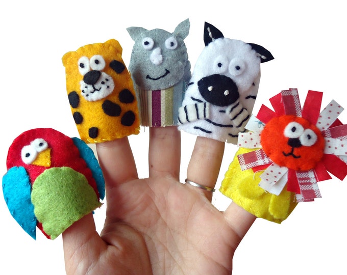 Jungle Animal Finger Puppets, Kids Stocking Filler, Baby Toys, Party Favours, Gift for Girls, Gift for Boys