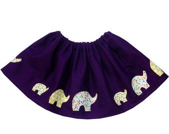 Girl's Elephant Skirt, Girls Clothing, Elephant Lover, Gift for Girls, Toddler Clothing, Baby Girl Clothes