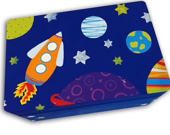 Personalised Space Wooden Keepsake Box, Baby Memory Box