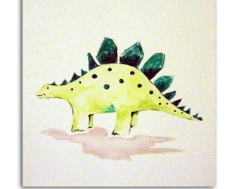 Dinosaur Art - Stegosaurus, Painting on Canvas, Boys Nursery Decor, Dinosaur Wall Decor, Gift for Boys, Dinosaur Gift
