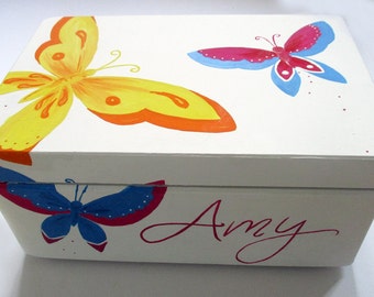 Personalised Butterfly Keepsake Box, Baby Memory Box, Baby Girl Gift, Gift for Girls, Personalized Keepsake Box