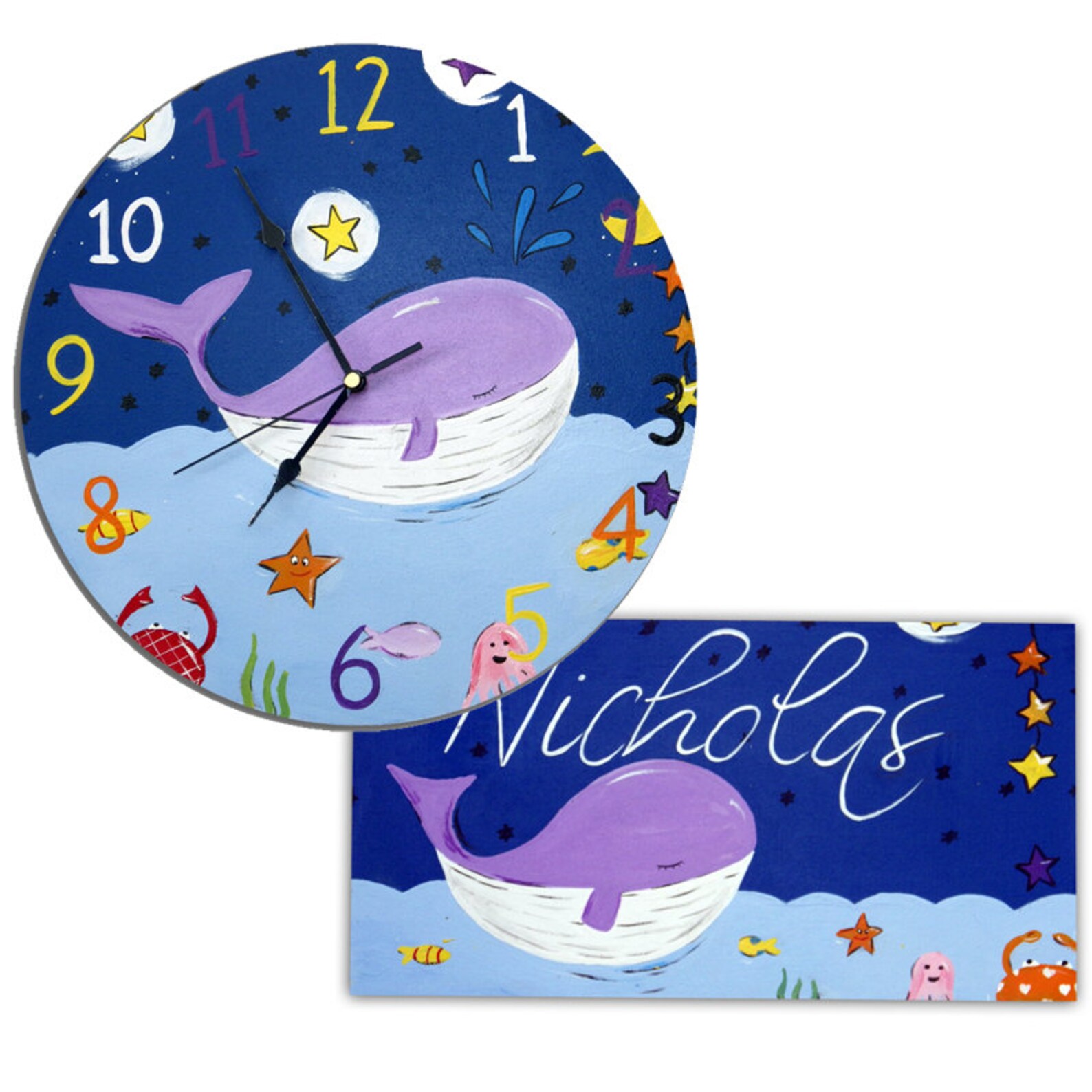 Kids Whale Clock Boys Nursery Decor Wall Clock Gift for Etsy