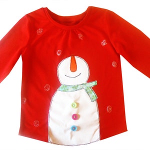 Kinder Schneemann T-Shirt, Mädchen Weihnachten T-Shirt, Festliches T-Shirt, Weihnachtskleidung, Kinder Weihnachtsgeschenk