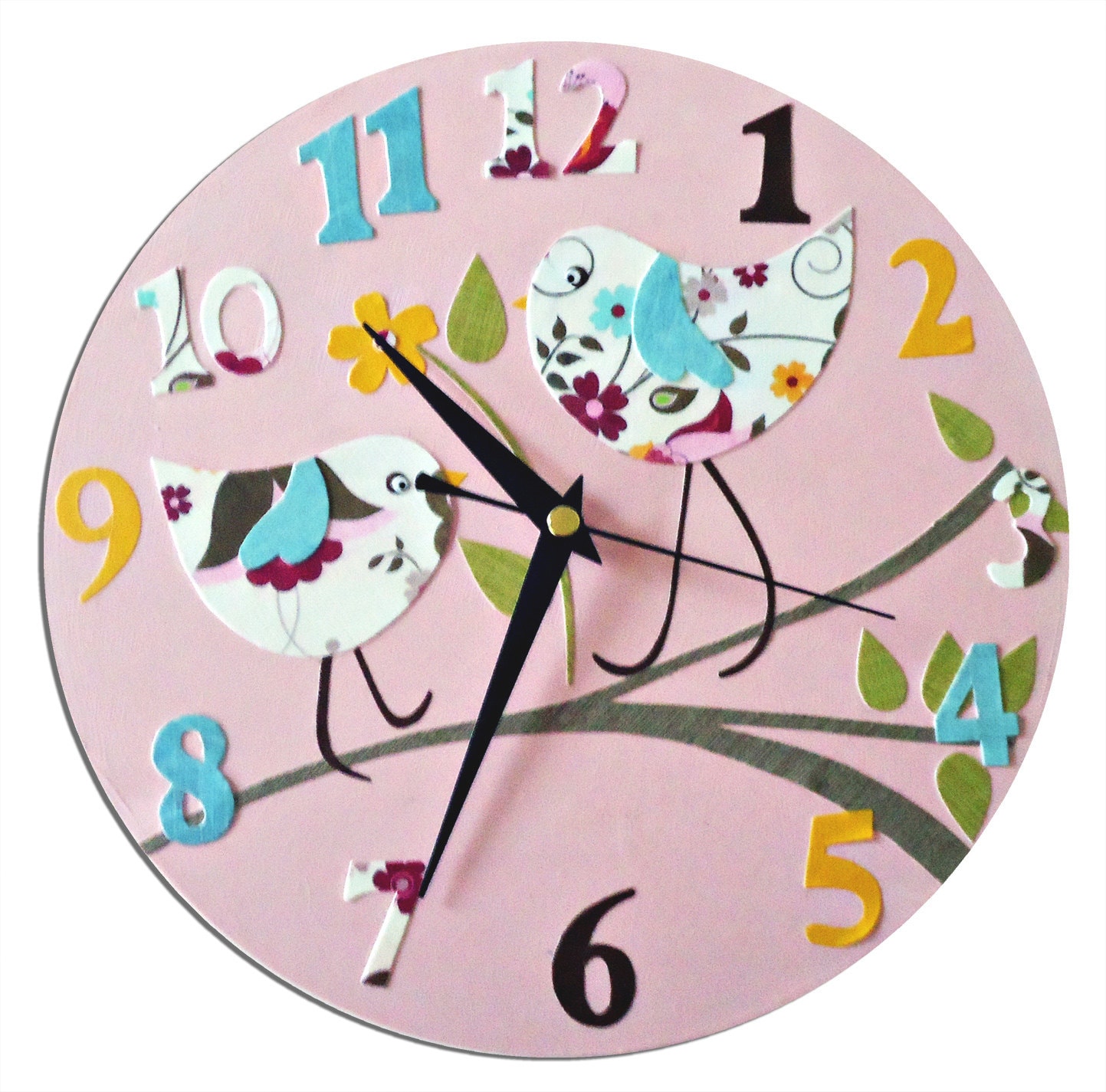 Bird Clock Personalised Clock Girls Nursery Decor Blue Etsy UK