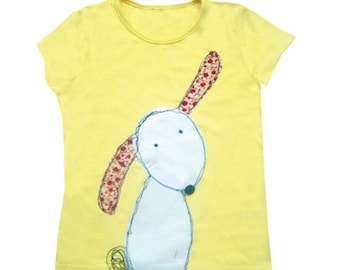 Girls Rabbit T-Shirt,  Bunny Tee, Kids Easter Gift, Rabbit Lover Gift